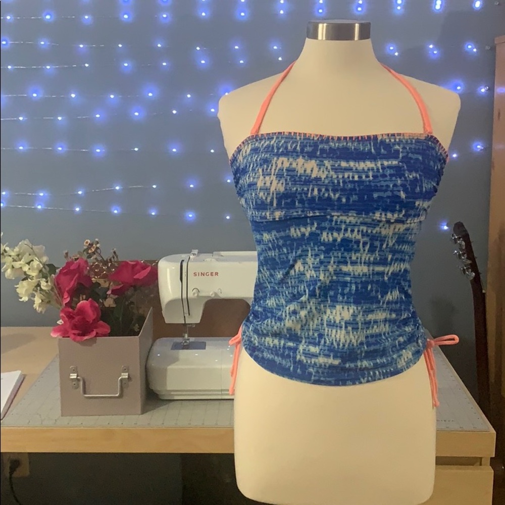 Neon Coral and Blue Swimsuit Set A015